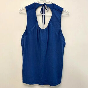 Banana Republic Mixed Media Sleeveless Blouse Blue Women's Large